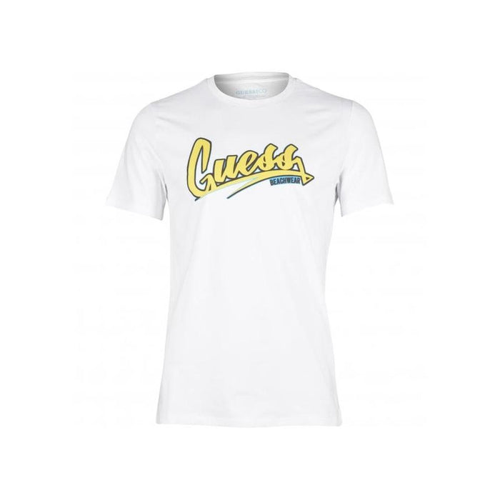 Beachwear Logo Organic Cotton T-Shirt, White-Guess-UNDERU