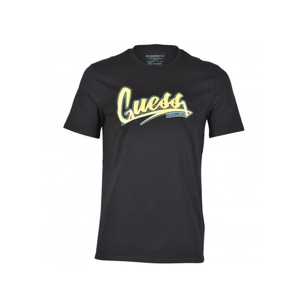 Beachwear Logo Organic Cotton T-Shirt, Jet Black-Guess-UNDERU