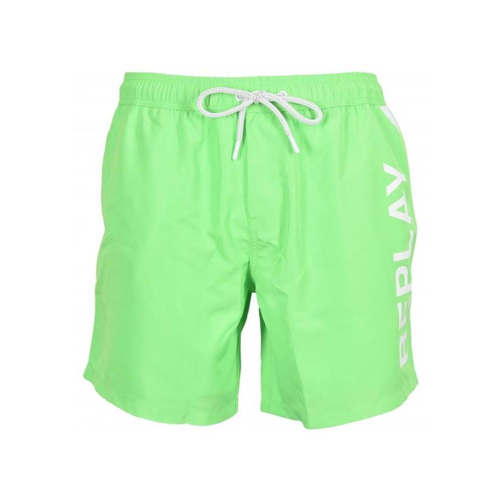 Replay-Side Logo Swim Shorts, Lime Green-UNDERU