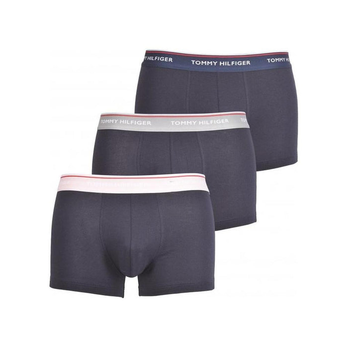 Tommy Hilfiger-3-Pack Cotton Stretch Boxer Trunks, Navy with grey/pink-UNDERU