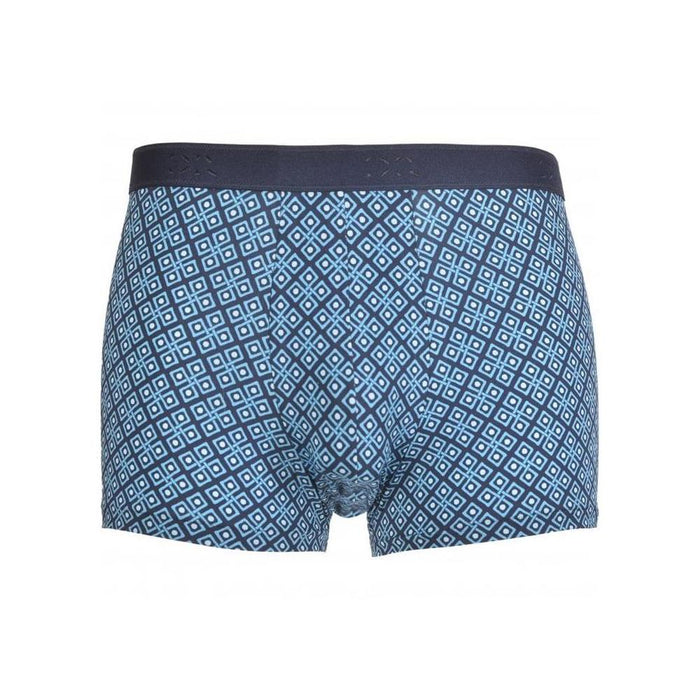 Derek Rose-Jack Pima Cotton Stretch Geo Print Boxer Trunk, Navy/turquoise-UNDERU