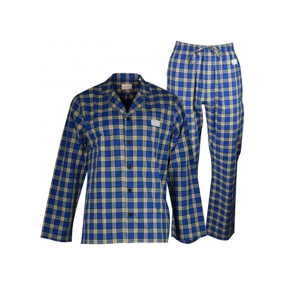 GANT-Check Woven Cotton Pyjama Set, College Blue-UNDERU