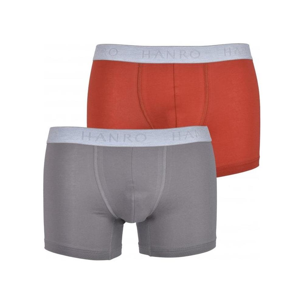 Hanro-Cotton Essentials 2-Pack Boxer Trunks, Fresh Grey/Red Ochre-UNDERU