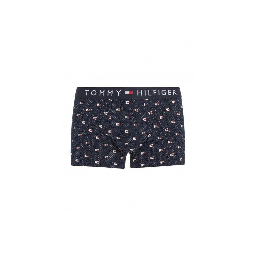 Tommy Hilfiger-Polka Dot Flag Logo Boxer Trunk, Navy-UNDERU