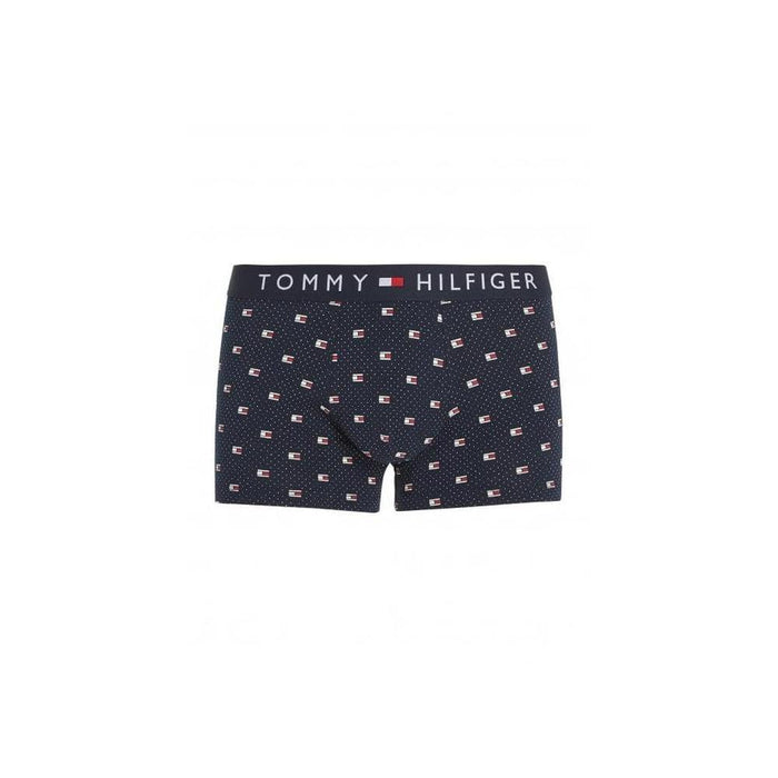 Tommy Hilfiger-Polka Dot Flag Logo Boxer Trunk, Navy-UNDERU