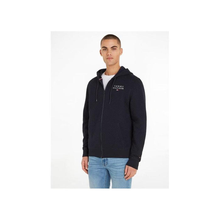 Tommy Hilfiger-Premium Quilted Full-Zip Tracksuit Hoodie, Navy-UNDERU