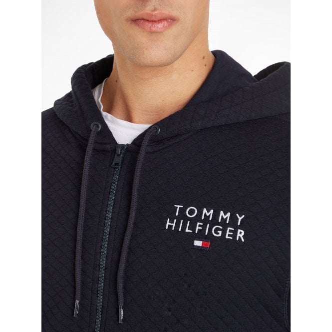 Tommy Hilfiger Men's Premium Quilted Full-Zip Tracksuit Hoodie, Navy