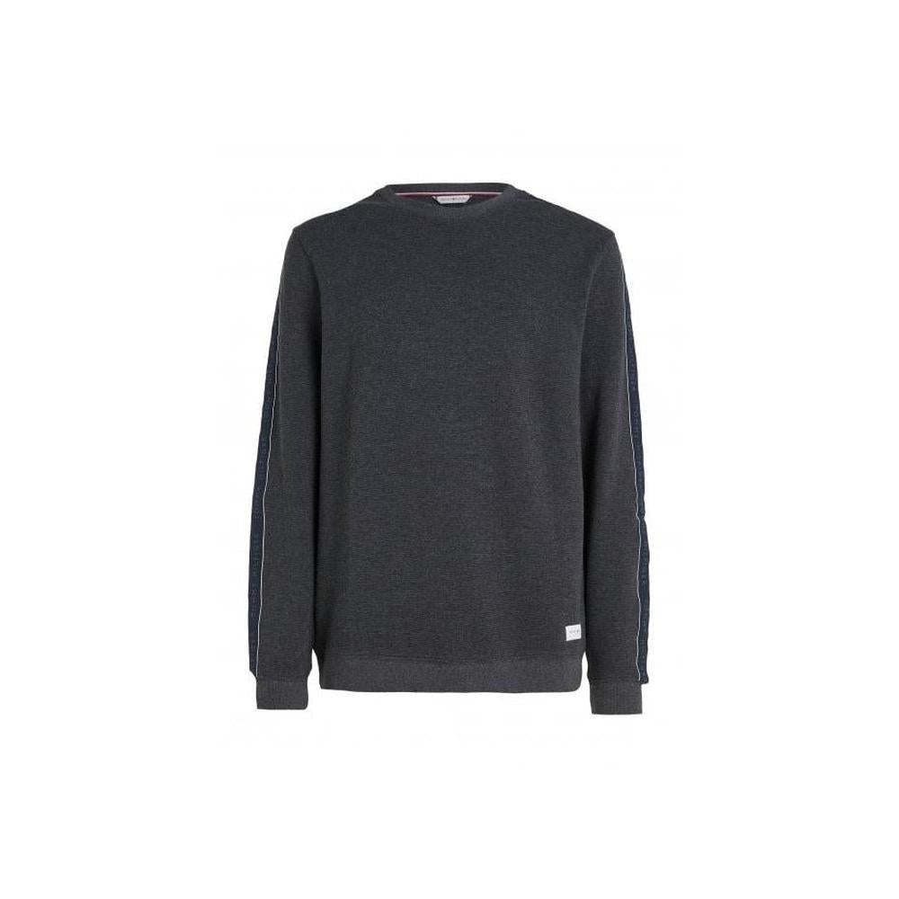 Tommy Hilfiger-Soft Ribbed Tracksuit Sweatshirt, Dark Grey Heather-UNDERU
