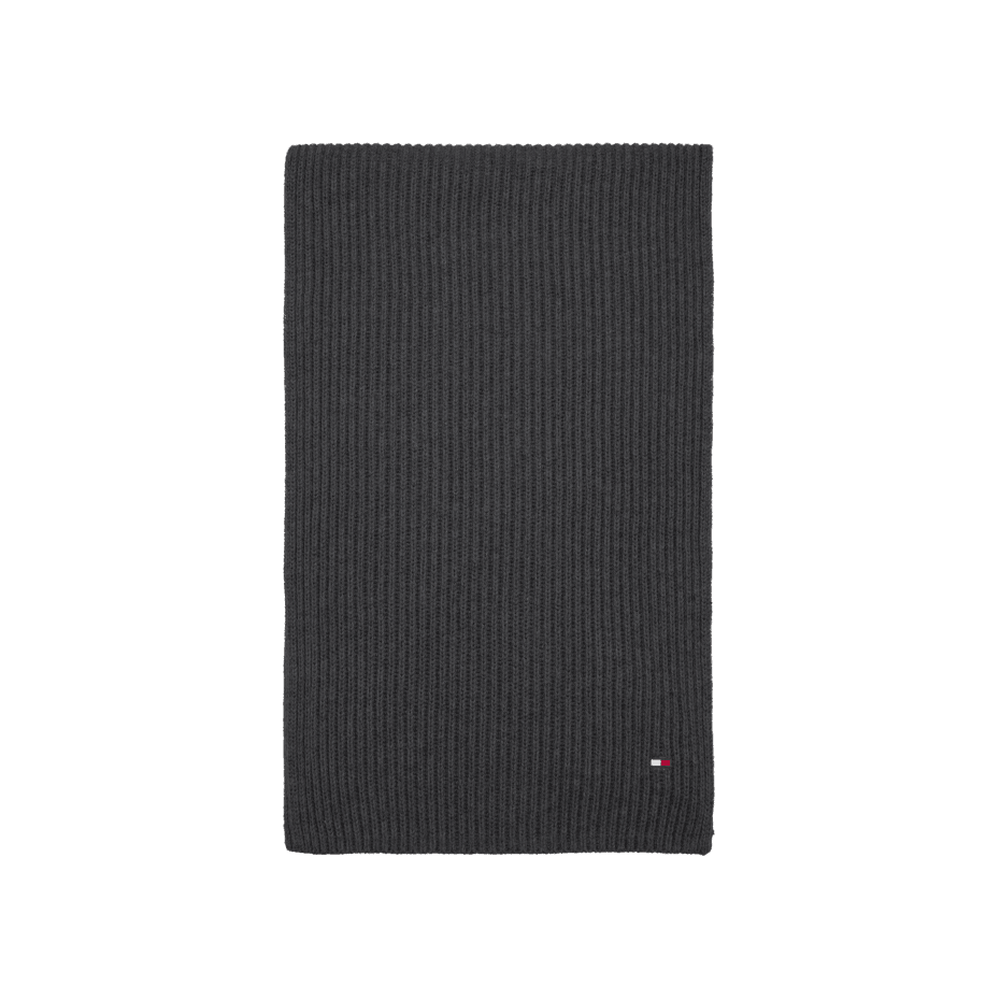 Tommy Hilfiger-Pima Cotton Cashmere Ribbed Scarf, Charcoal Heather-UNDERU