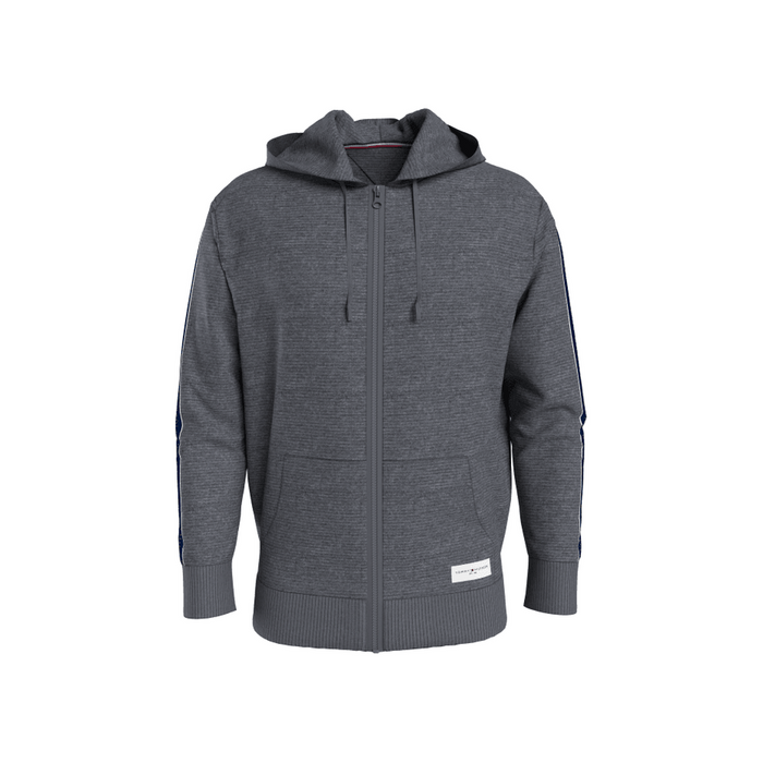 Tommy Hilfiger-Soft Ribbed Tracksuit Hoodie, Dark Grey Heather-UNDERU