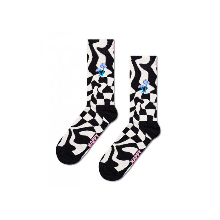 Happy Socks-Distorted Check Socks, Black/white-UNDERU