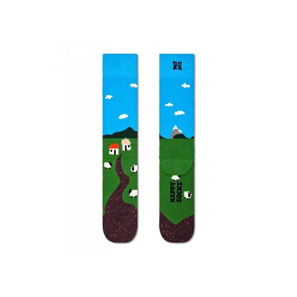 Little House On The Moorland Socks, Blue/Green-Happy Socks-UNDERU