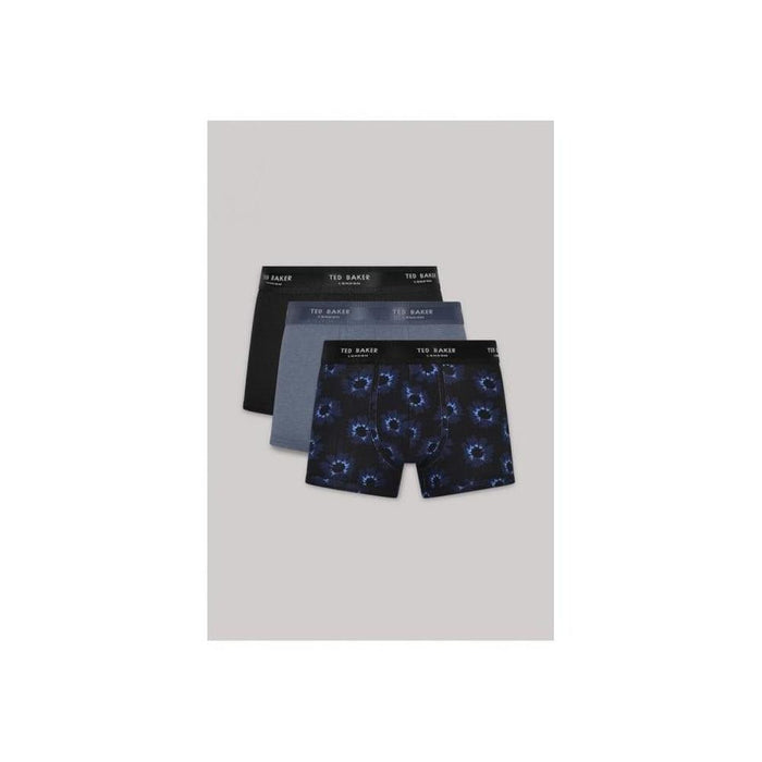 Ted Baker-3-Pack Cotton Stretch Boxer Trunks, Black, Floral, Blue-UNDERU
