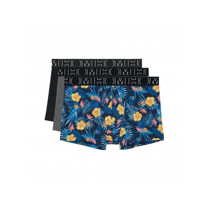 HOM-3-Pack Gino Floral Print Boxer Trunks, Black/Blue/Grey-UNDERU