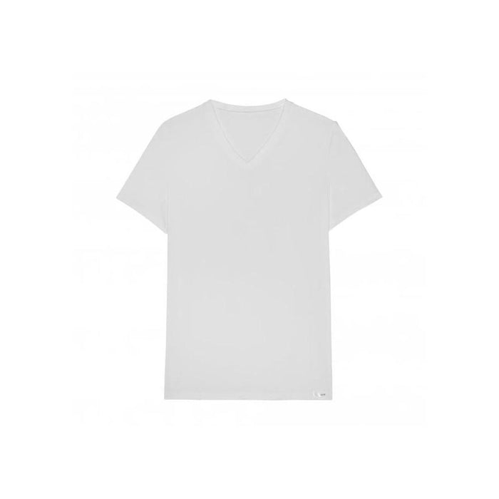 Tencel Soft V-Neck T-Shirt, White-HOM-UNDERU