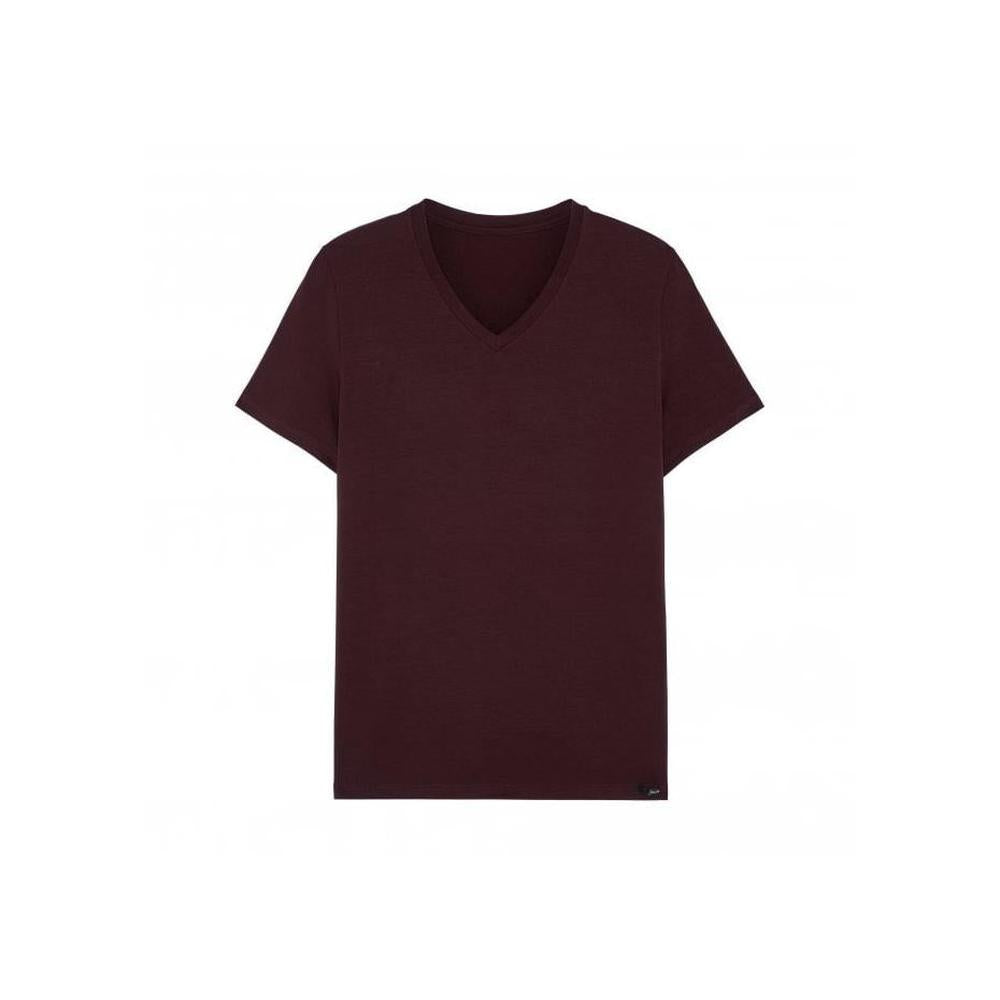 Tencel Soft V-Neck T-Shirt, Burgundy-HOM-UNDERU