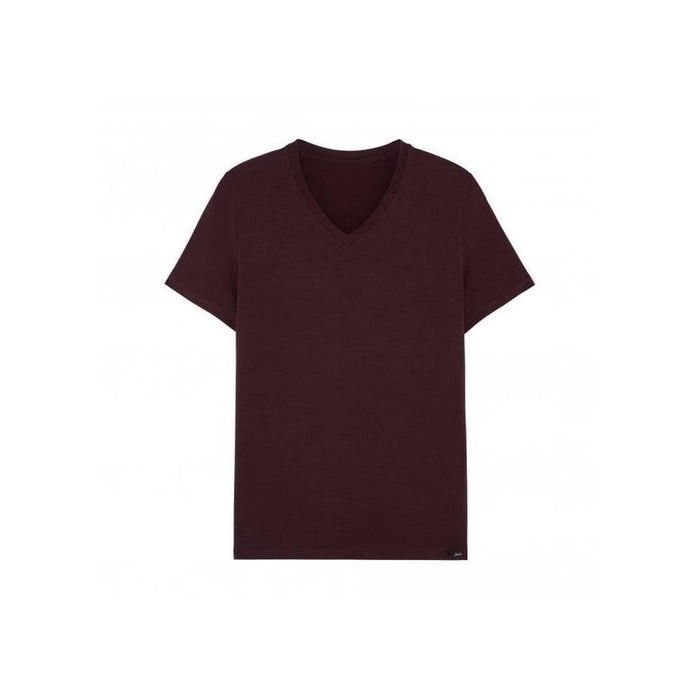 Tencel Soft V-Neck T-Shirt, Burgundy-HOM-UNDERU